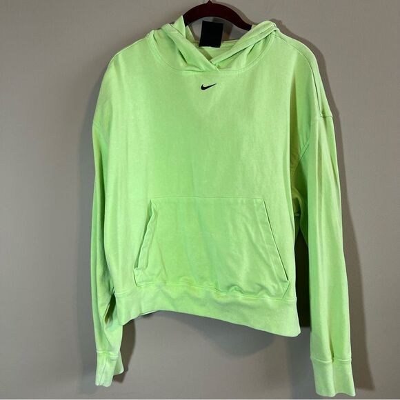 NIKE Neon Green Cropoed Lightweight Hoodie & Matching Tank Top Small Acid Wash - Picture 3 of 15